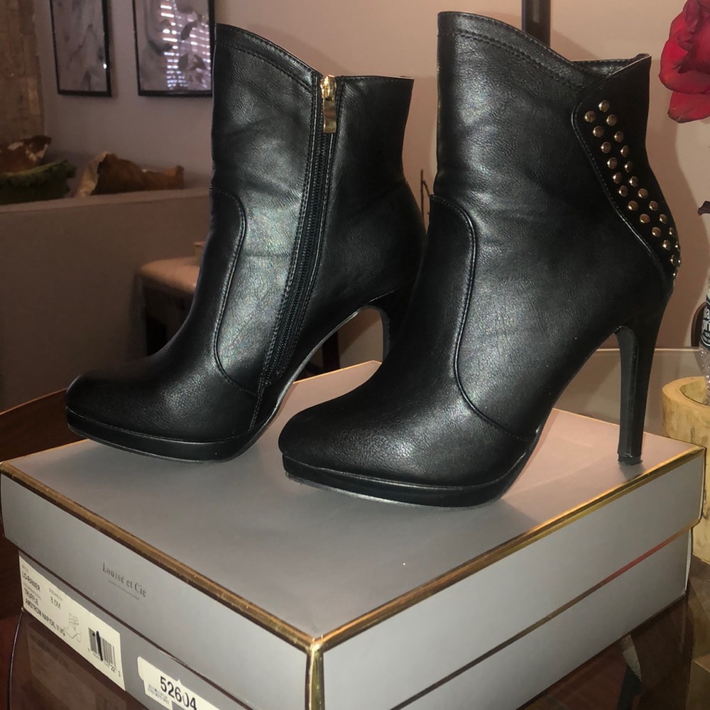 Gold Rhinestone Black Bootie